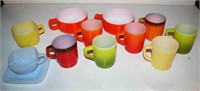 (7) Retro Fire King Handle Coffee Cups, Unmarked