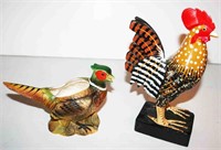 Ceramic Japan Pheasant, Wooden Chicken,