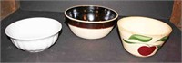 3 Pcs. Watts Bowl, 10" D Pottery Bowl Lot