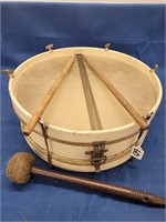 Vintage Military Snare Drum w/ Pair of Drum Sticks