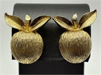 Sarah Coventry Vintage Gold Apple Earrings