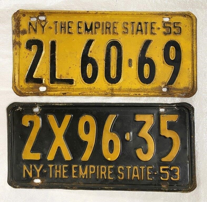 Two 1950's  New York License Plates