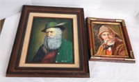 Two Vintage Man with Pipe Oil Paintings