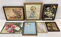 Seven Vintage Framed Prints