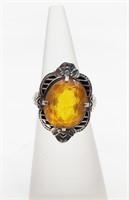 Antique Sterling Silver Ring set with a Citrine