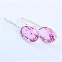 3 Grams Pink Quartz Gemstone Dangler Earrings, 925