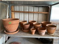 Lot of clay flower pots