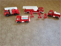 Tootsie toy fire trucks and firemen
