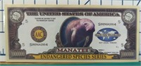 Manatee endangered species series banknote