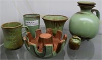 Frankoma Prairie green pottery - 6 pcs -  includin