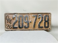 1926 Ontario license plate