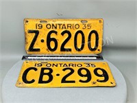 2 - 1935 Ontario license plates