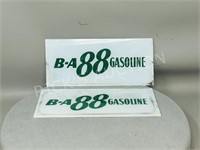2 glass B-A 88 Gasoline signs