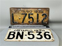 2 - 1934 Ontario license plates