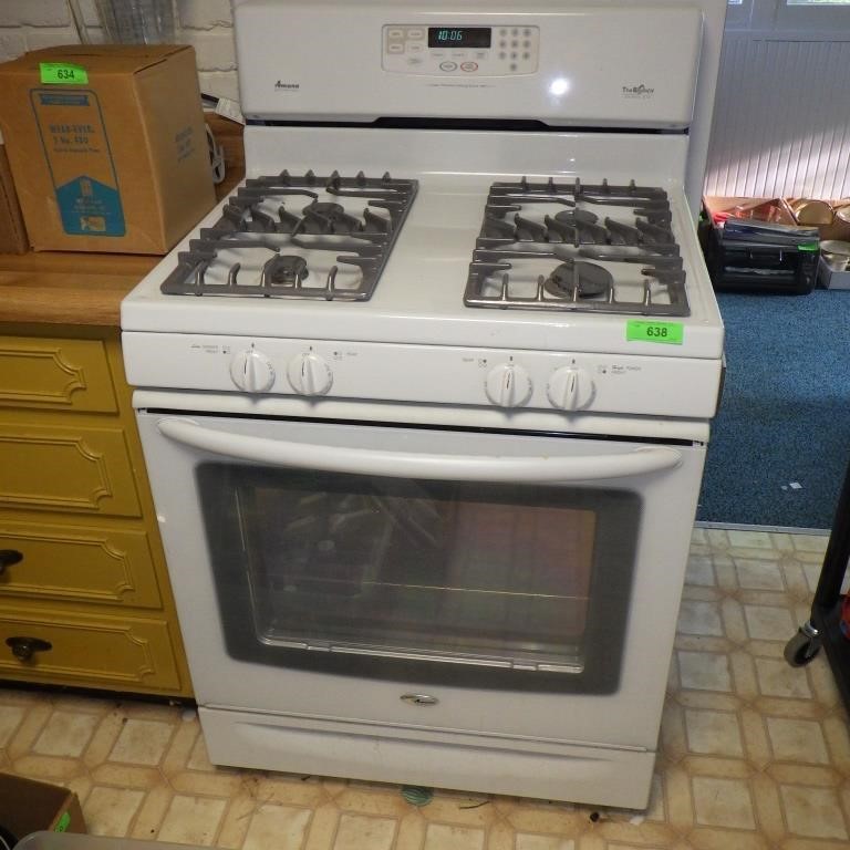 AMANA GAS STOVE- WORKS- NEEDS CLEANED *BRING HELP*