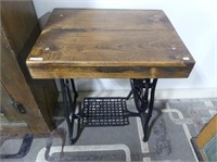 REPURPOSED CAST SEWING MACHINE BASE TABLE