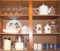 CONTENTS IN KITCHEN CABS: PIE PLATES; STEMWARE;