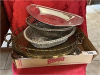 Assorted Metal Silver Tone Serving Trays +