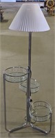 (FG) Three Tier Glass and Chrome Floor Lamp. 58in