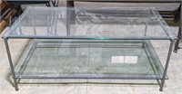 (FG) Two Tier Glass Top Coffee Table. 42x23x16.5