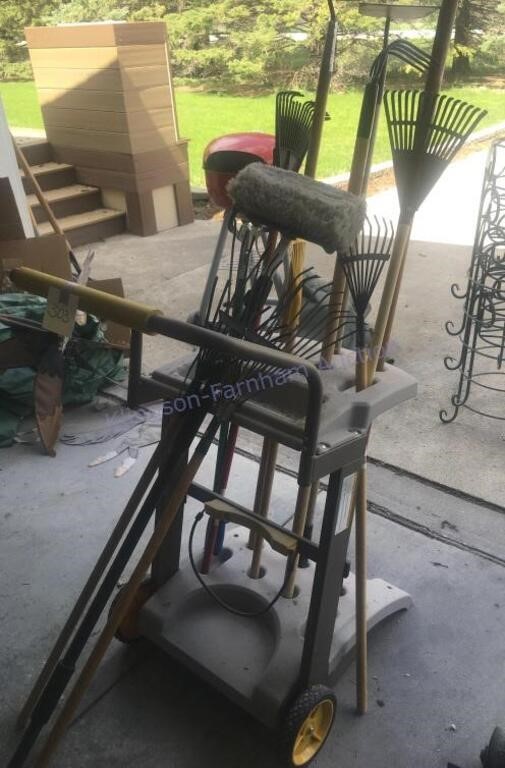 Cart with yard tools