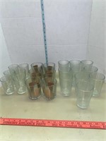 Ringed juice, lowball and water/tea glasses