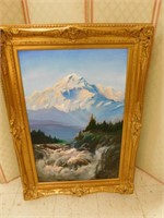 Oil on Canvas Mountain landscape