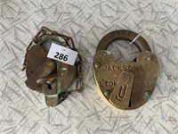 2X BRASS PADLOCKS - JACKSON AND V.R