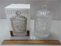 NEW CUT CRYSTAL COVERED JAR - 8 INCHES TALL