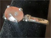 STERLING 1.08CT ROSE QUARTZ SOLITAIRE SIZE 6 3/4