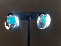 STERLING 23MMx33MM W/14MM TURQUOISE ROUND