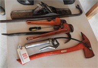 Fire Ax, Pipe wrenches, pry bars, etc.