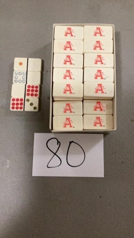 Vintage Arkansas Razorback domino set