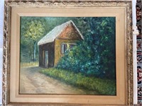 Cottage in the Woods oil on canvas. 28.5X25
