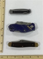 3 pocket knives: 1 Frontier, 1 Irwin, & 1