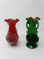 Murano Glass Case Vases with Applied Florals