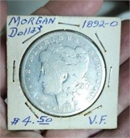 1892 O Morgan silver dollar