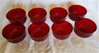 8 pcs of fine ruby red crystal dessert glasses twi