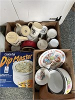 Dip master crock pot , mugs, 3 metal bowls