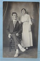 Black and White Post Card of Man and Woman