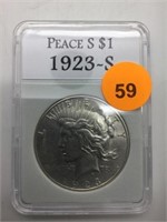 1923-S PEACE DOLLAR - CASED