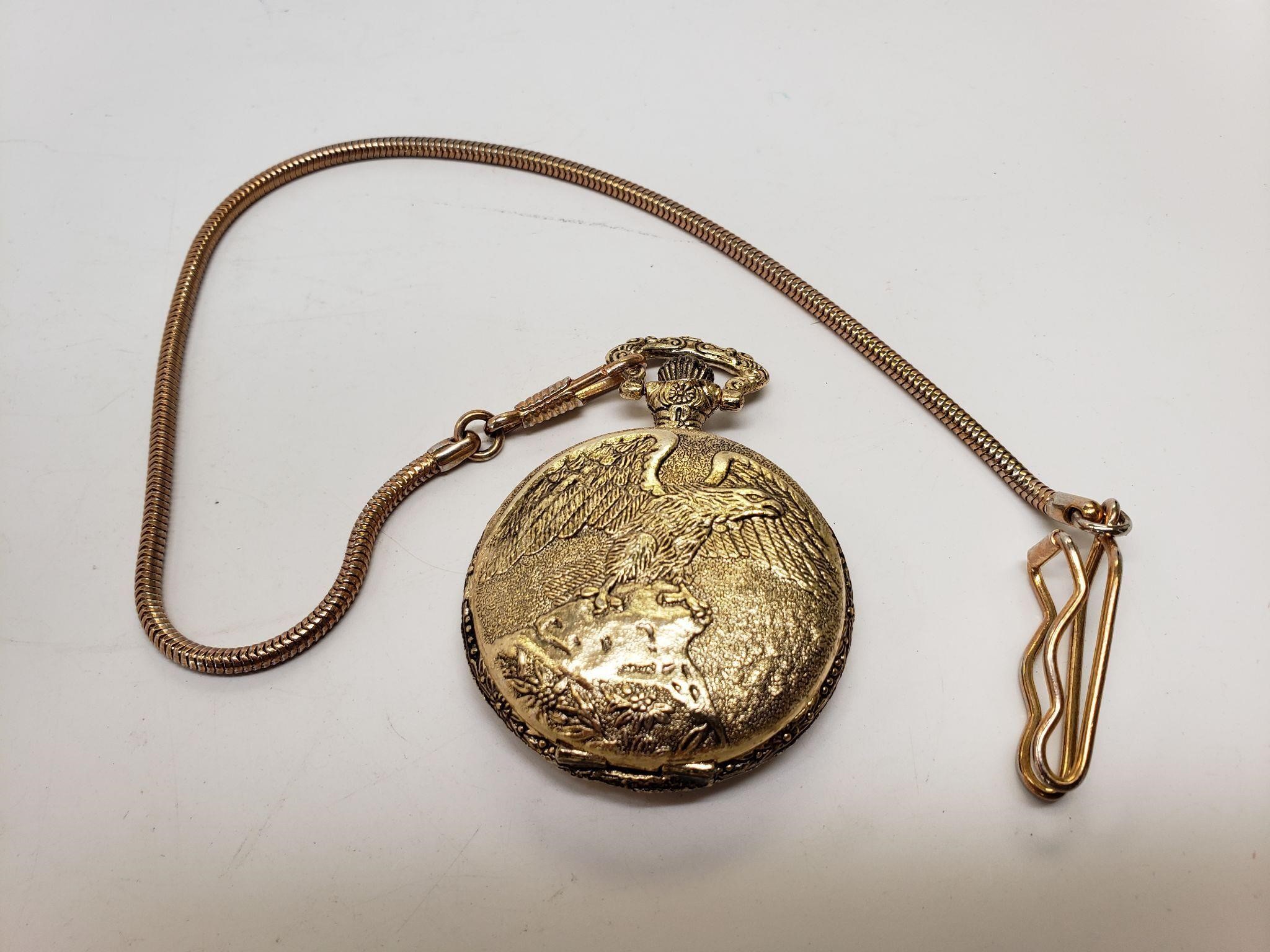 Eagle Pocket Watch and Chain