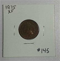 1875  Indian Head Cent   XF