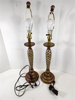 GUC Brown Modern Lamps with Shades, Working (x2)