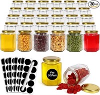 30 Pack 6oz Hexagon Glass Jars with Gold Lids, 180