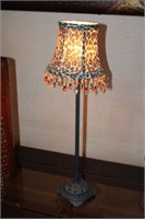 Candlestick Lamp w/ Beaded Leaopard Shade