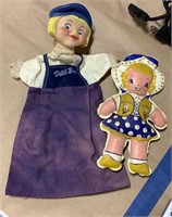 Vintage Dutch boy puppet & Dutch girl doll