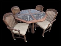 Vintage Dining Table w/ Rolling Chairs