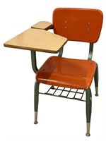 Vintage School Desk with Orange Chair