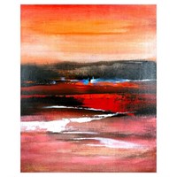 Sisi Sun, "Misty Beach" Original Acrylic Painting